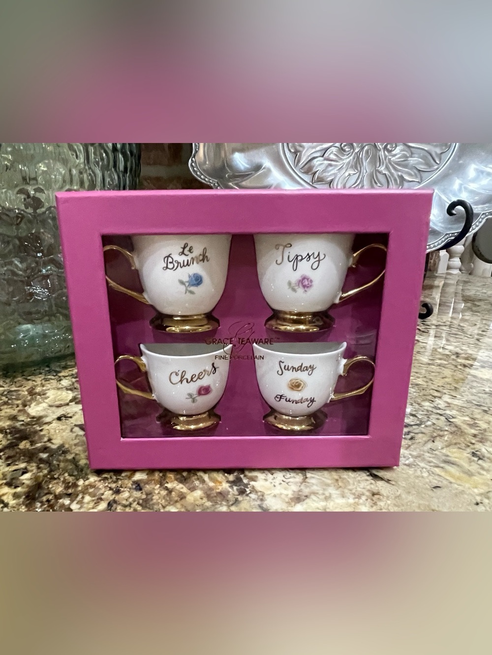 Grace Teaware porcelain espresso/demi cup set /  - Brunch themed - Brand NEW!